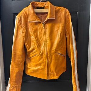 Vince Camuto Vibrant Orange Leather Jacket